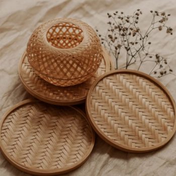 Bamboo 6 Coasters & Tissue Holder Set