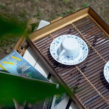 Bamboo Natural Black Pattern Tray