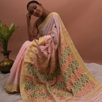 COTTON HANDWOVEN LIGHT PINK SAREE