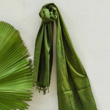 Dark Green (Onion Skin + Indigo Natural Dye) Eri Silk stole
